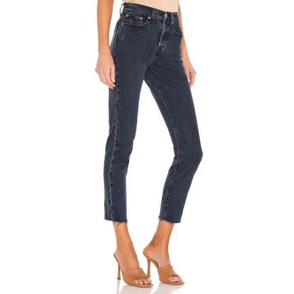 R19 Levi’s wedgie Icon fit high rise button fly jeans size 31 black & blue - Picture 2 of 13